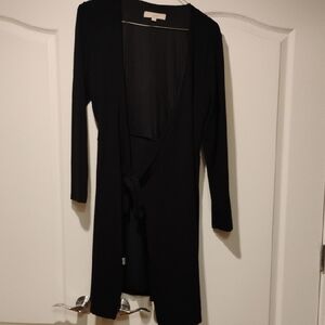 LOFT Black Long Sleeve Wrap Top